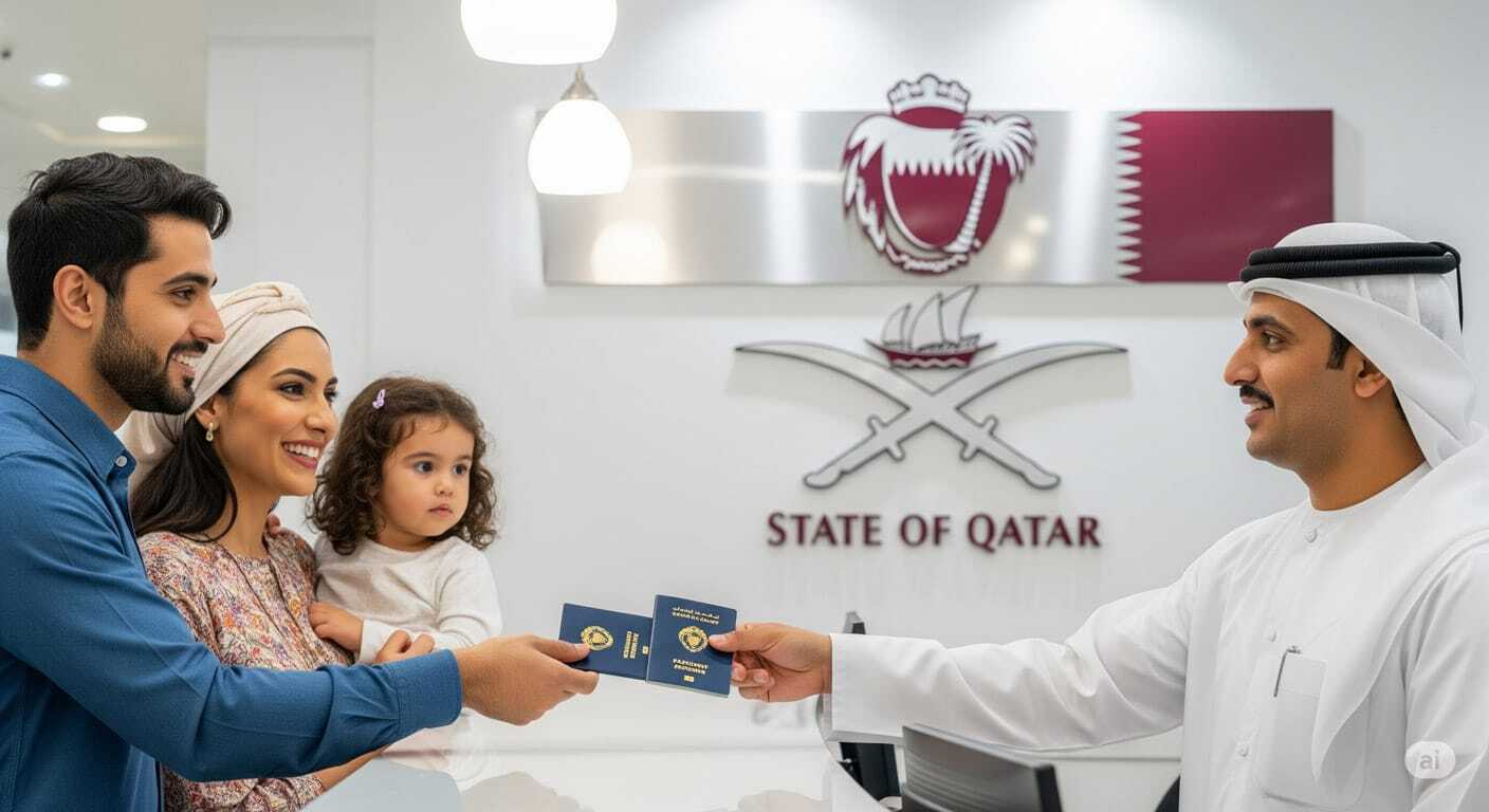 Brandex Global team assisting a family with Qatar visit visa services
